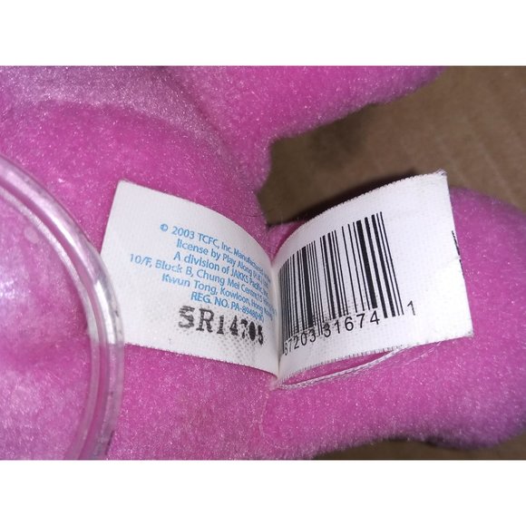 VTG Take Care Bear Stuffed Pink Bear Purple Heart Plush 9 Inch Toy 2003 - Picture 7 of 9